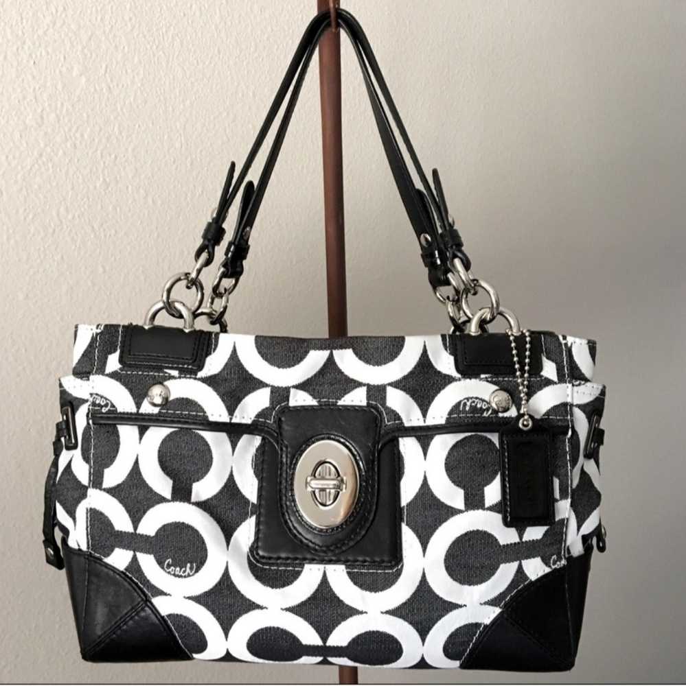 Coach Peyton Canvas Op Art Carryall